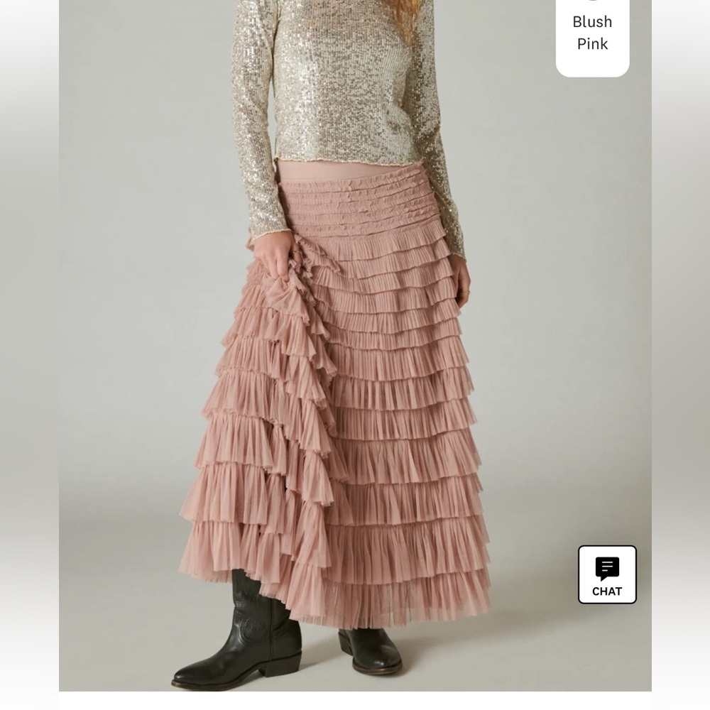 Elegant Blush Pink Tiered Skirt